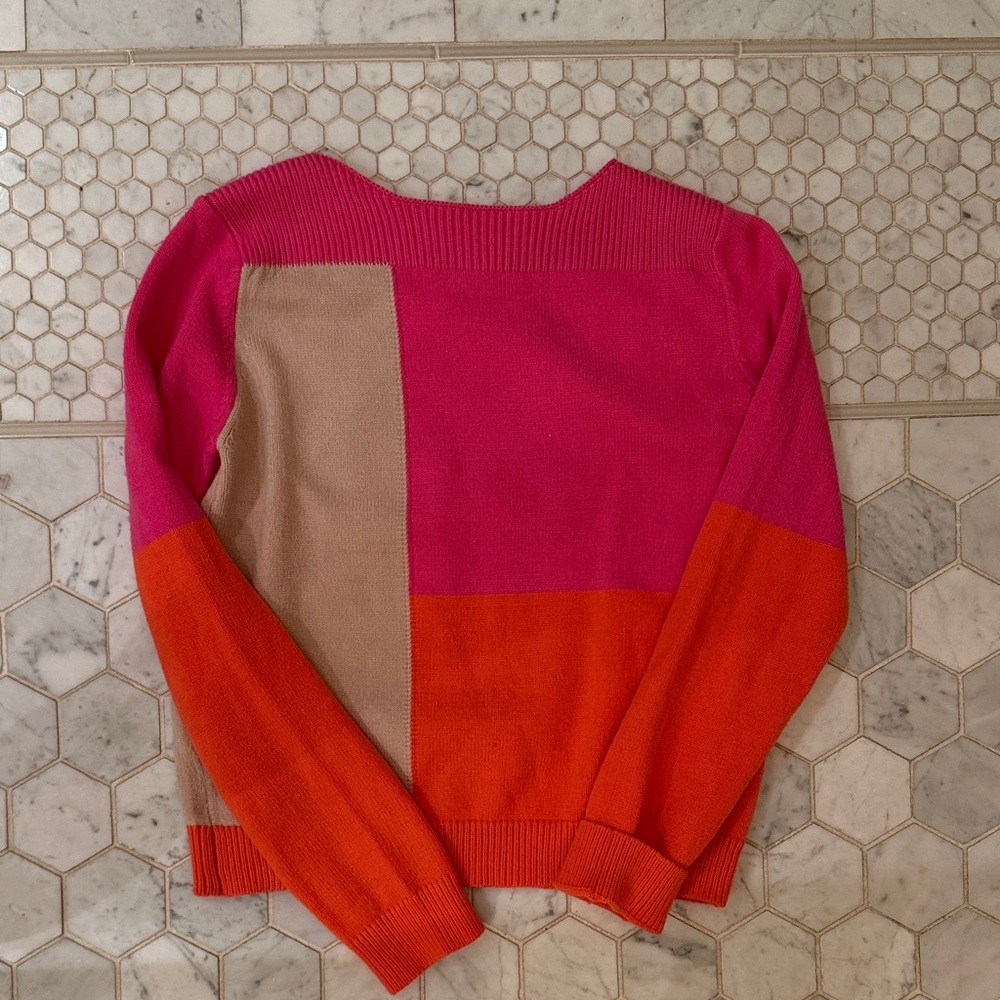 THML Colorblock Sweater - Fuchsia, Beige, and Orange